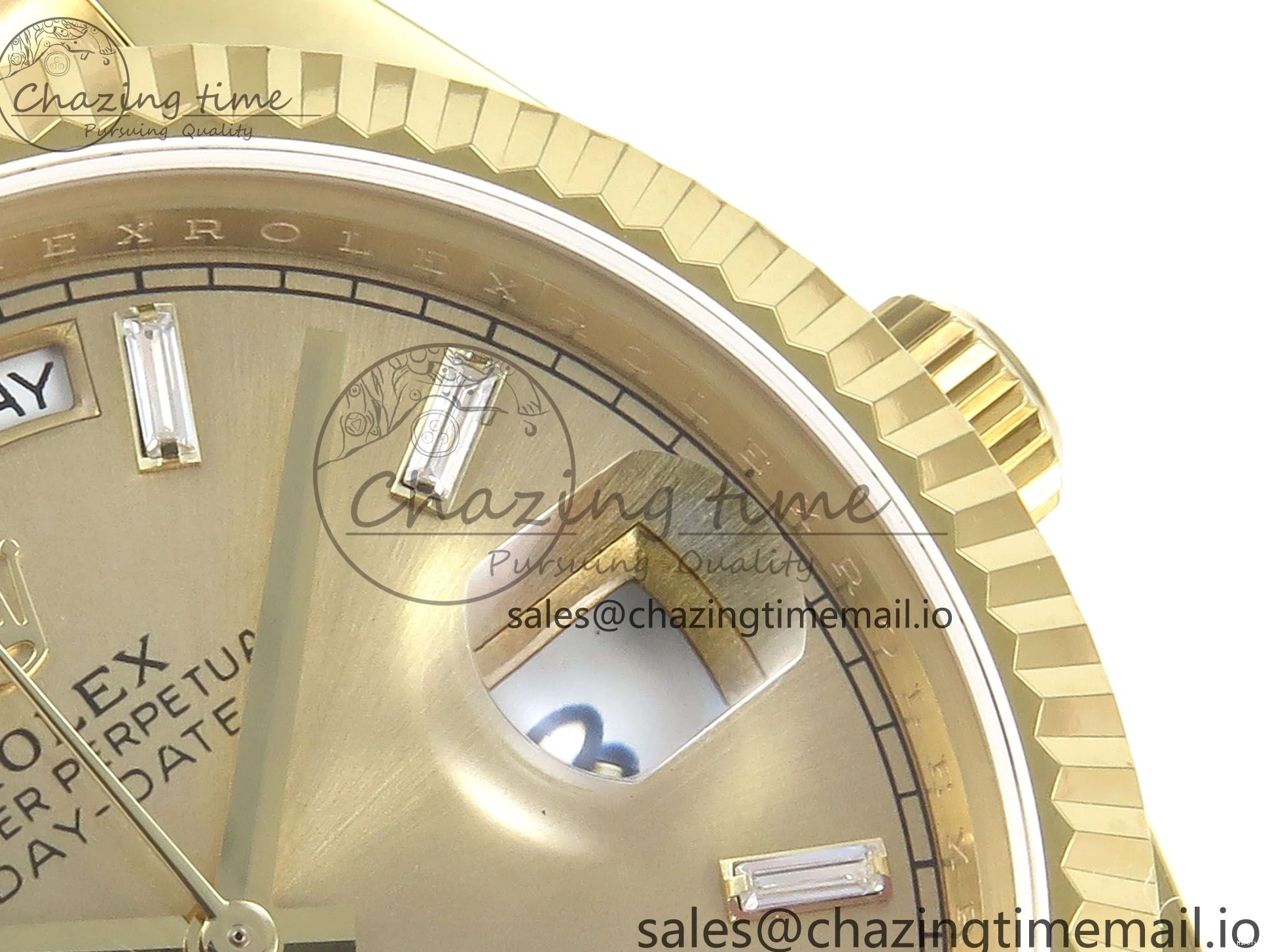 MiroTime 0129 Contemporary Day Date 128238 36mm YG KF 1:1 Best Edition YG Crystal Dial On President Bracelet A2836 (Gain Weight) 646